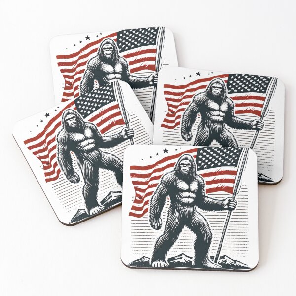 Item preview, Bigfoot with American Flag – Patriotic Sasquatch Design designed and sold by PaulaDesignCo.