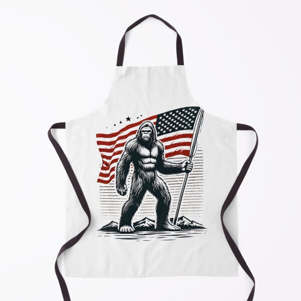 Item preview, Bigfoot with American Flag – Patriotic Sasquatch Design designed and sold by PaulaDesignCo.