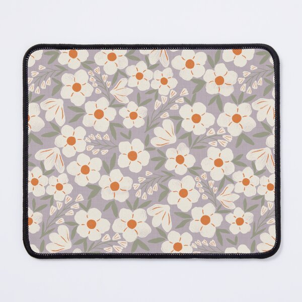 Item preview, Sunlit meadow daisies - Dusty mauve and cream floral designed and sold by Illustrated by Nat.