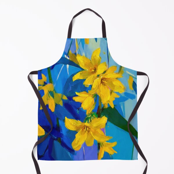 Item preview, Vibrant Spring Forsythia Abstract on Blue designed and sold by MaisonMaroMara.