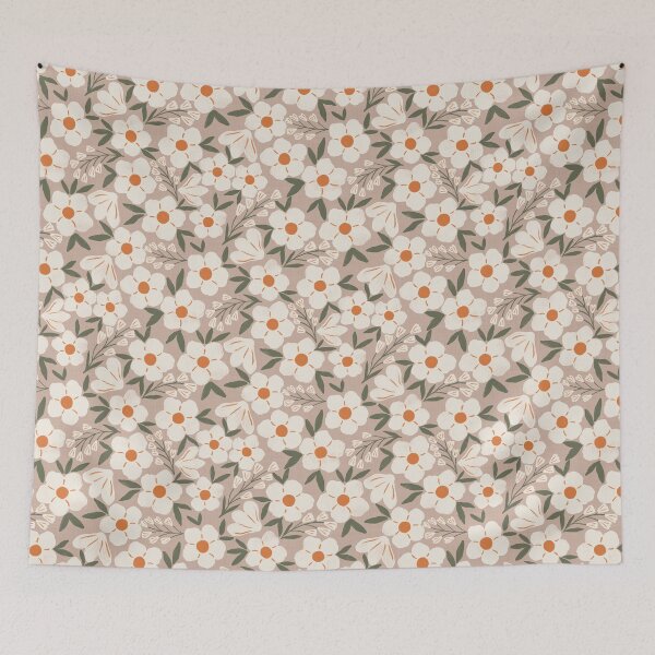 Item preview, Sunlit meadow daisies - Clay beige and cream floral designed and sold by Illustrated by Nat.