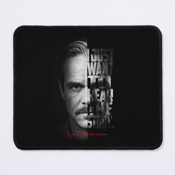 Item preview, Lalo Salamanca Black and White Typography Portrait – Split Face Villain Poster designed and sold by Enea Kelo.