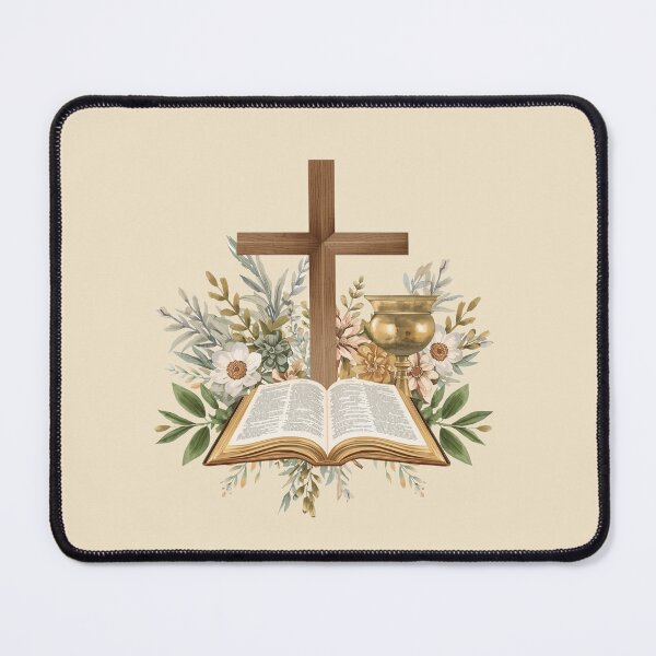 Item preview, Christian Faith Still Life with Cross, Bible and Chalice, Religious Devotional Illustration designed and sold by Willow & Ink.