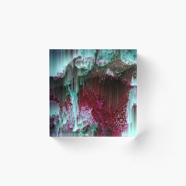Amoeba - Abstract Glitchy Pixel Art Acrylic Block