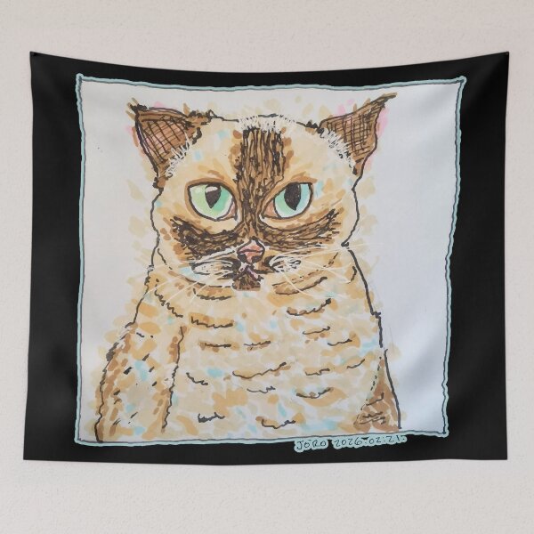 Item preview, Colorful Quirky Cat Portrait designed and sold by JoseloRochaArt.