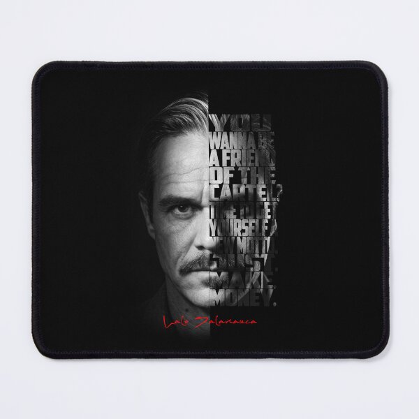 Item preview, Lalo Salamanca Black and White Typography Portrait – Split Face Villain Poster designed and sold by Enea Kelo.
