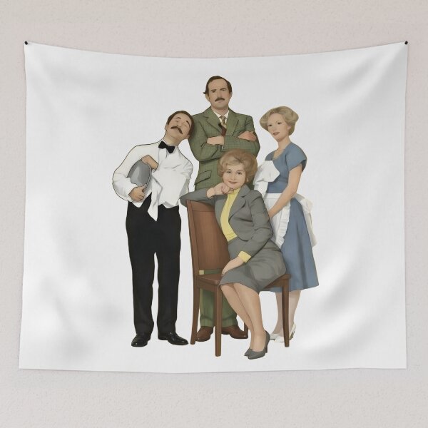 Item preview, Classic Fawlty Towers Torquay Hotel Cast Illustration designed and sold by TshirtsOnline-.