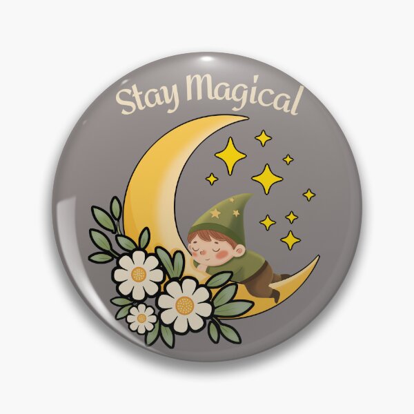 Item preview, Stay Magical Gnome on Crescent Moon | Whimsical Cottagecore Illustration designed and sold by RitaRuni1992.