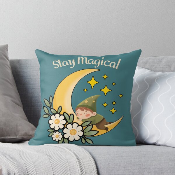 Item preview, Stay Magical Gnome on Crescent Moon | Whimsical Cottagecore Illustration designed and sold by RitaRuni1992.