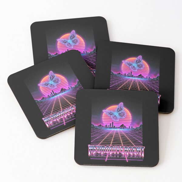 Item preview, Neurodivergent Butterfly Vaporwave City Art designed and sold by Dressed For  Duty.