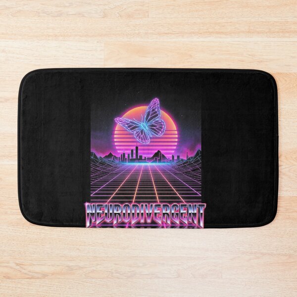Item preview, Neurodivergent Butterfly Vaporwave City Art designed and sold by Dressed For  Duty.
