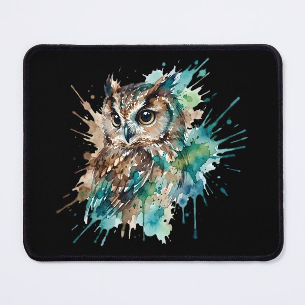 Item preview, Watercolor Owl Splash Art – Colorful Artistic Owl Illustration, Boho Wildlife Bird Design designed and sold by ArcticFoxStudio.
