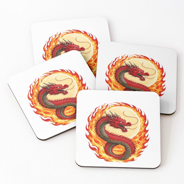Item preview, Red Fire Dragon Sticker – Chinese Dragon Flame Aesthetic Fantasy Vinyl Sticker designed and sold by RALYSHOP.
