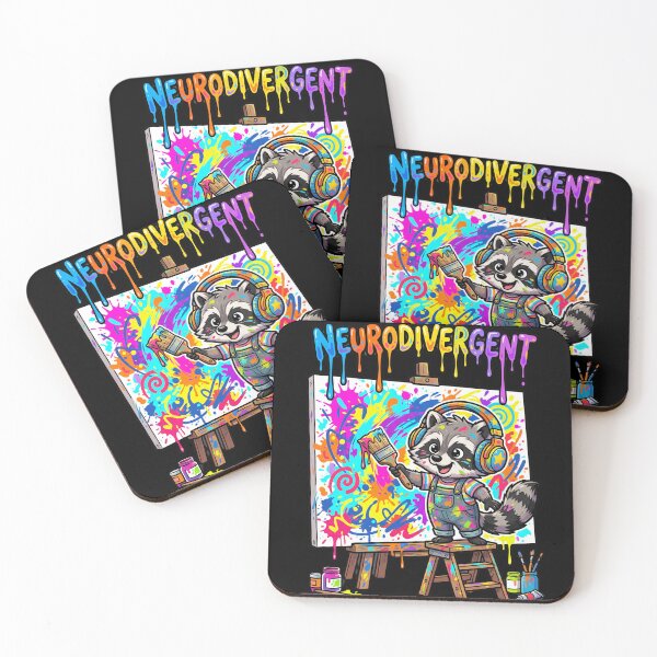 Item preview, Neurodivergent Raccoon Artist Paint Splatter designed and sold by Dressed For  Duty.