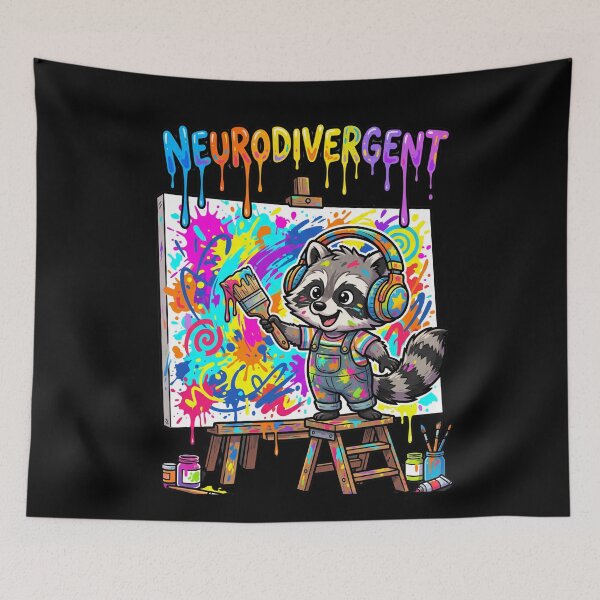 Item preview, Neurodivergent Raccoon Artist Paint Splatter designed and sold by Dressed For  Duty.