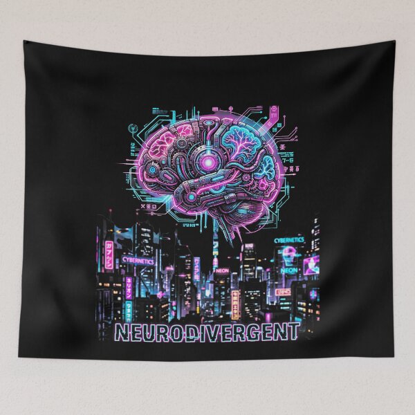 Item preview, Neurodivergent Cybernetic Brain Synthwave Tech designed and sold by Dressed For  Duty.
