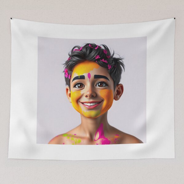 Item preview, Smiling Holi Portrait Sticker   designed and sold by Teewave-Ashish.