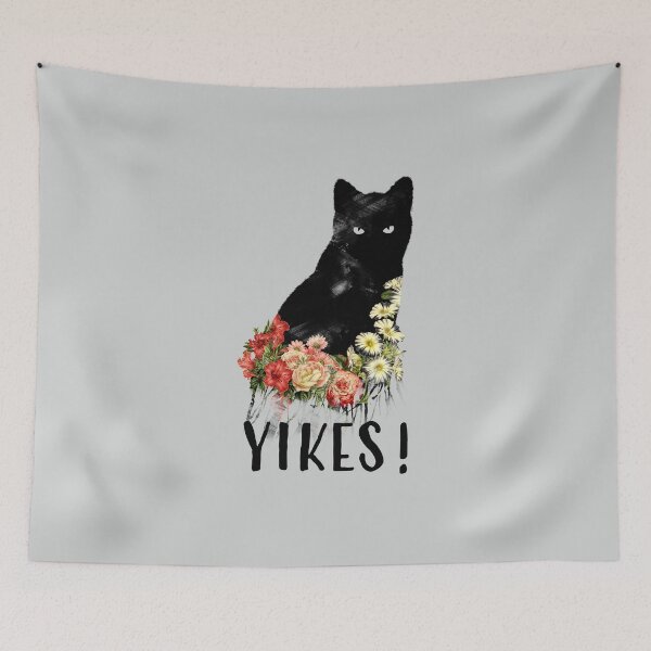 Item preview, YIKES! Black Cat Vintage Flower by Tobe Fonseca designed and sold by Tobe Fonseca®.