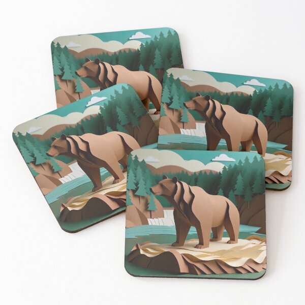 Item preview, Stacked Papercraft River Bear Art designed and sold by ChickpeaStudios.