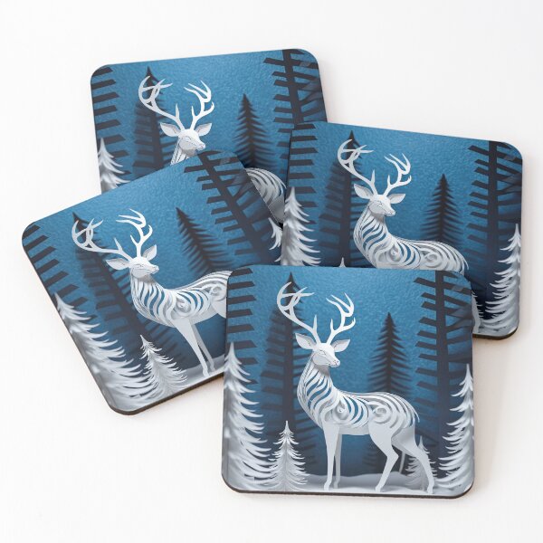 Item preview, Stacked Papercraft Winter Deer Art designed and sold by ChickpeaStudios.