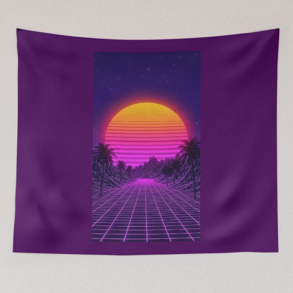 Artikelvorschau, Retro-Synthwave-Sonnenuntergangsfahrt mit Palmen entworfen und verkauft von powersunlight.
