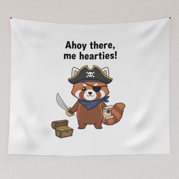 Item preview, Ahoy There Me Hearties Cute Pirate Red Panda Design. designed and sold by The-T-In-Retro.