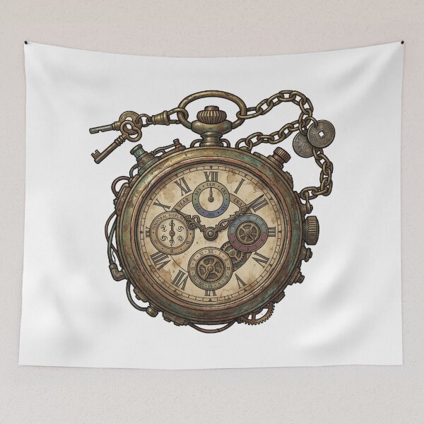 Item preview, Time Travel Pocket Clock – Journey Through Time Design designed and sold by pictranoosa.
