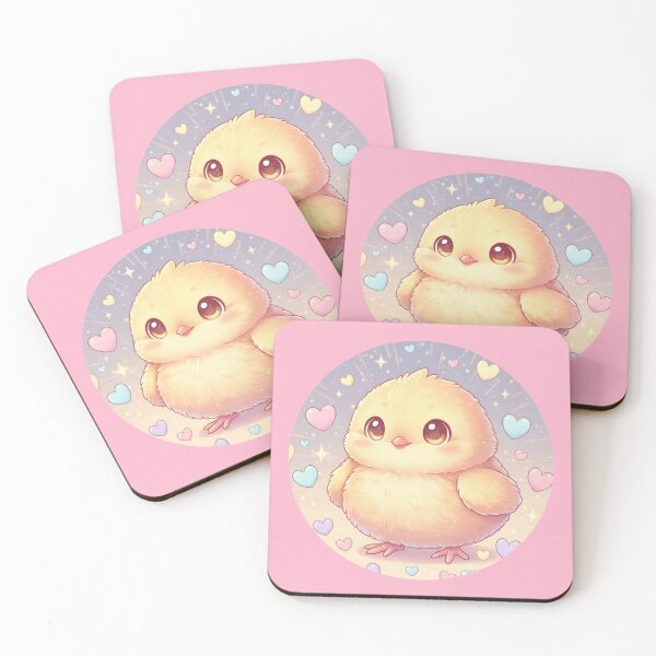 Item preview, Super Cute Fluffy Chick with Pastel Hearts – Kawaii Aesthetic Illustration designed and sold by LavinyArt.