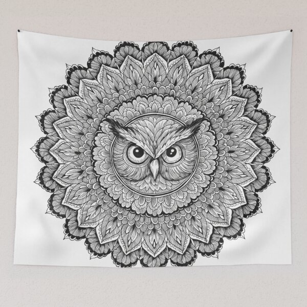 Item preview, Floral Mandala Art owl – Intricate Flower Mandala Design designed and sold by Anime9122.