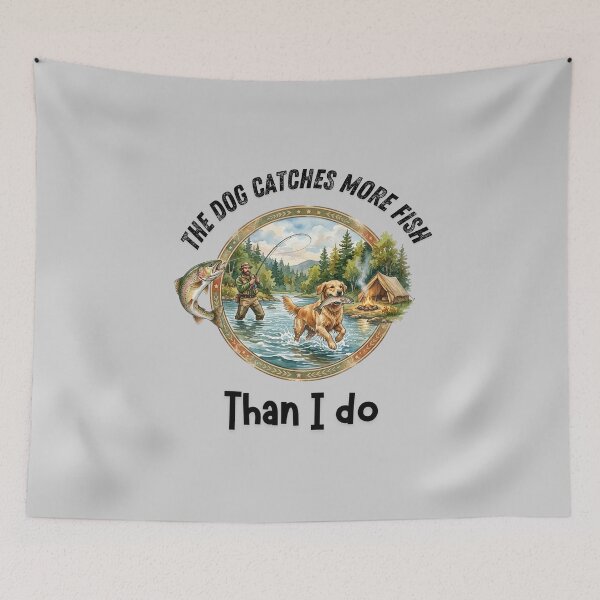 Item preview, Funny Fishing Dog - The Dog Catches More Fish Than I Do designed and sold by paws-peaks-adv.