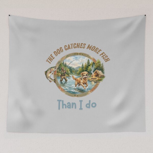 Item preview, Funny Fishing Dog - The Dog Catches More Fish Than I Do designed and sold by paws-peaks-adv.
