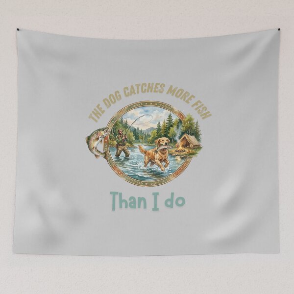 Item preview, Funny Fishing Dog - The Dog Catches More Fish Than I Do designed and sold by paws-peaks-adv.