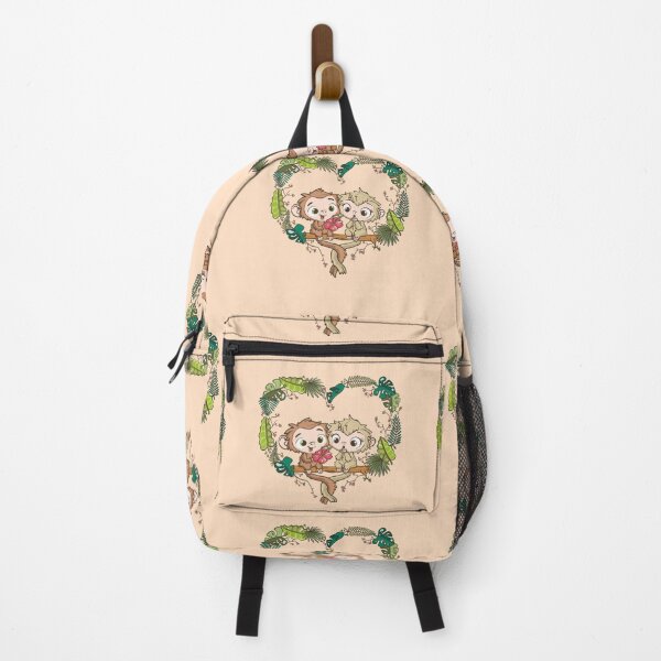 Item preview, Tropical Heart Punch Monkey Love - Cute Jungle Besties & Hibiscus Floral Frame designed and sold by Yasmine Mohammed.