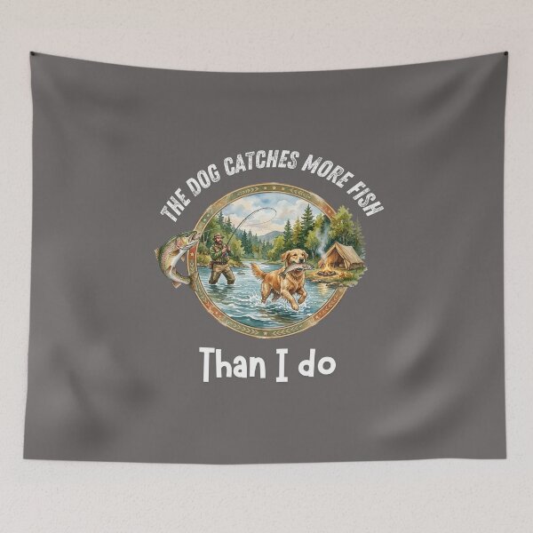 Item preview, Funny Fishing Dog - The Dog Catches More Fish Than I Do designed and sold by paws-peaks-adv.