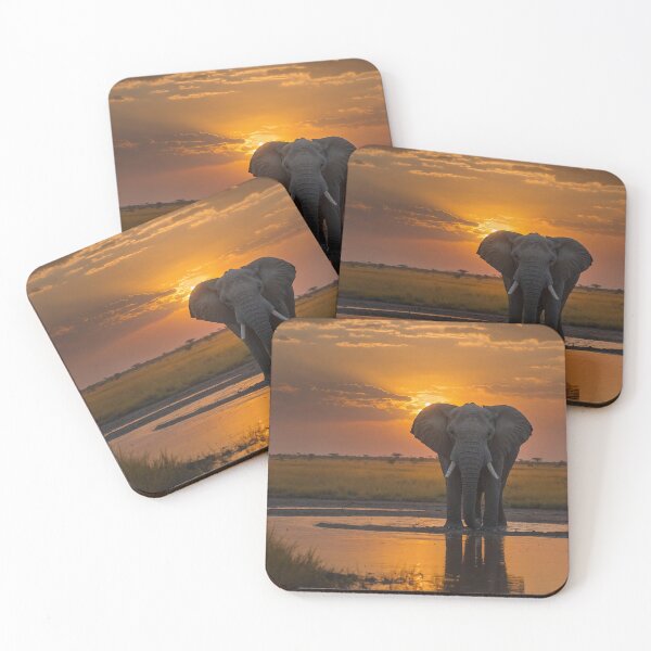 Item preview, Majestic Elephant at Sunset Waterhole designed and sold by adill72.