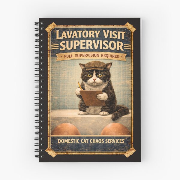 Item preview, Lavatory Visit Supervisor - Funny Cat Bathroom Humour - Domestic Cat Chaos  designed and sold by Halejo68.