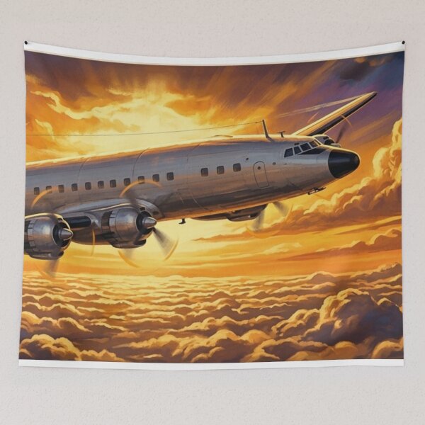 Item preview, Vintage Airliner in Golden Sunset Sky designed and sold by EMairplanes.