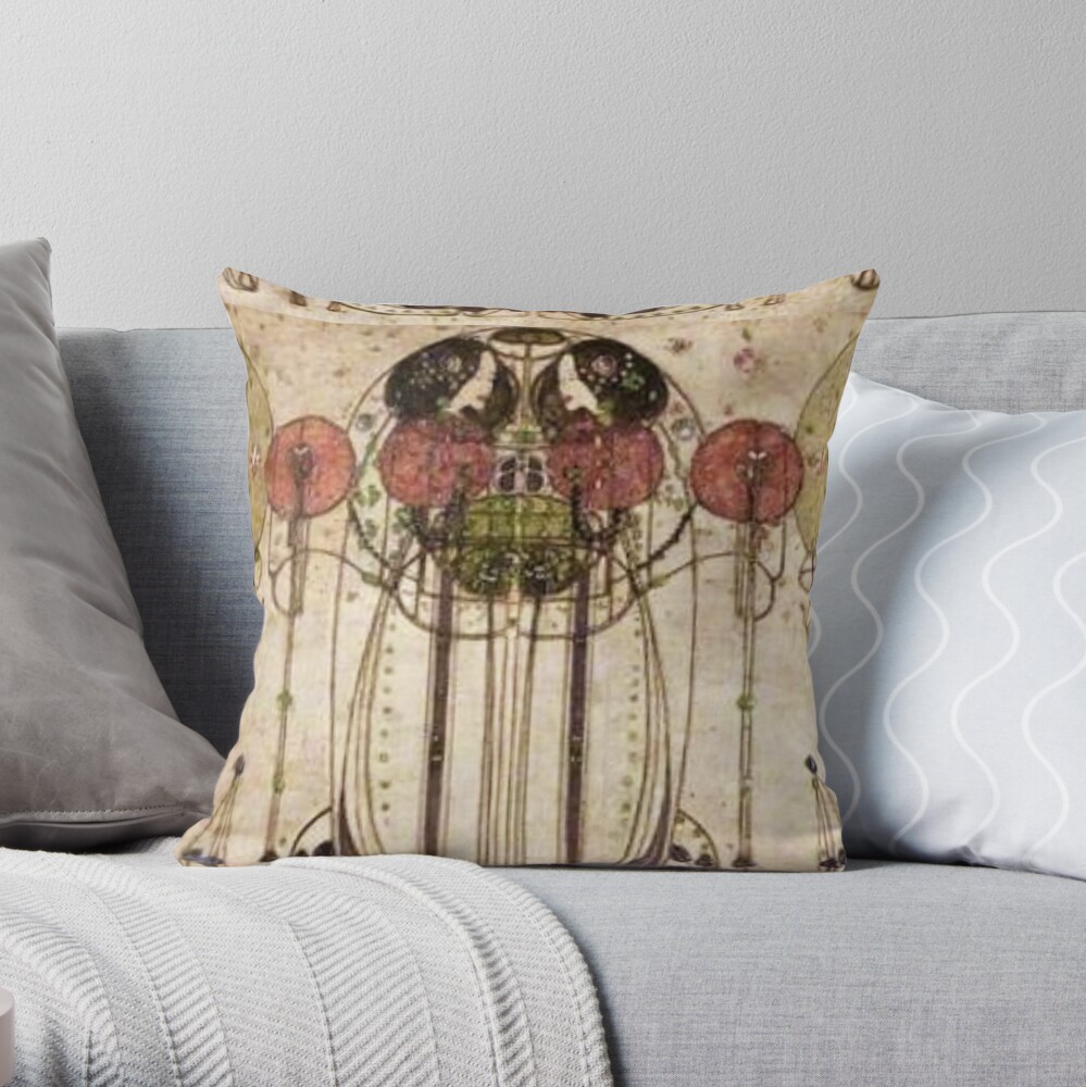 Charles Rennie Mackintosh. The Wassail 1900 (Detail, Crop). Throw Pillow