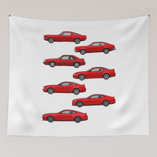 Item preview, Ford Mustang Evolution Side View – Classic to Modern Muscle Car Generations designed and sold by GT Garage.