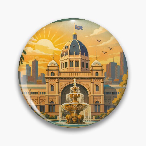 Item preview, Greetings from Carlton Gardens – Vintage travel poster Melbourne Australia designed and sold by Earth Celebration Designs.