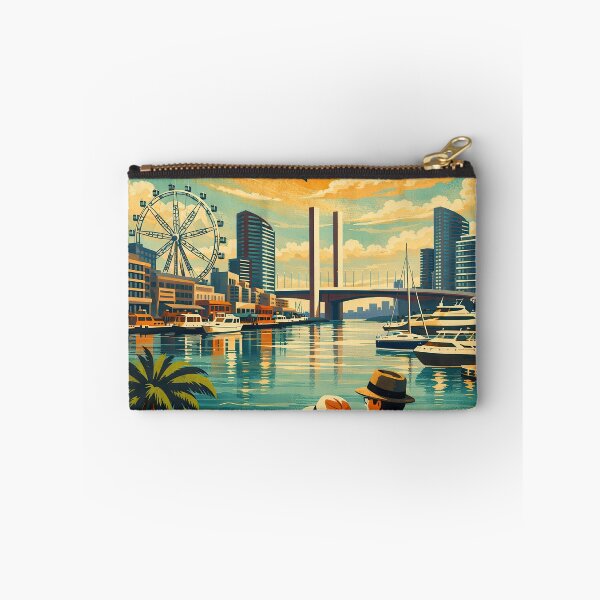 Item preview, Greetings from the Docklands – Vintage travel poster Melbourne Australia designed and sold by Earth Celebration Designs.