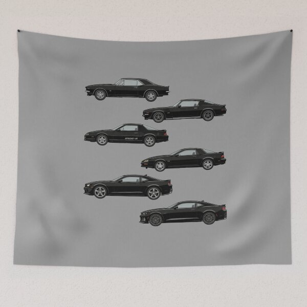 Item preview, Chevrolet Camaro Evolution Side View – Classic to Modern Muscle Car Generations designed and sold by GT Garage.