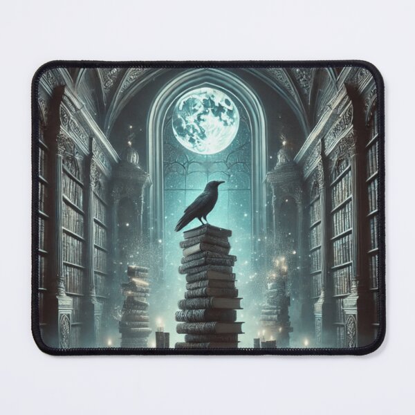 Item preview, The Moonlit Scholar – Crow in Mystical Library Dark Academia Art Print designed and sold by ArtFreshStudio.