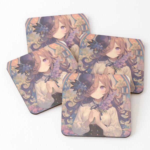 Item preview, Rice Shower Uma Musume Pastel Floral Stained Glass Portrait designed and sold by mildaclairmo.