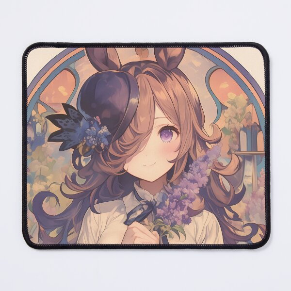 Item preview, Rice Shower Uma Musume Pastel Floral Stained Glass Portrait designed and sold by mildaclairmo.