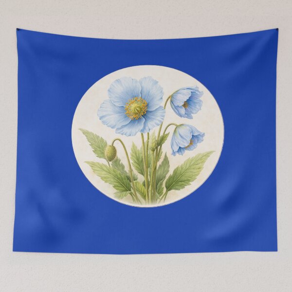 Item preview, Himalayan Blue Poppy Wonder – Meconopsis Flower Circle Portrait designed and sold by TheJoyfulPen.