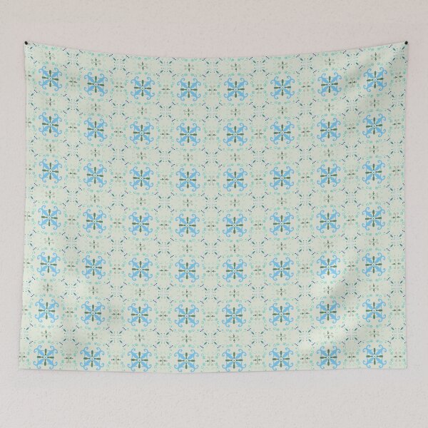 Item preview, Peacock Tile Cream, Green and blue designed and sold by CoryAcornArt.