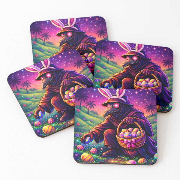 Item preview, Easter Plague Doctor Bunny – Neon Synthwave Egg Hunt Retro Fantasy Design designed and sold by JWsNeonHorizons.