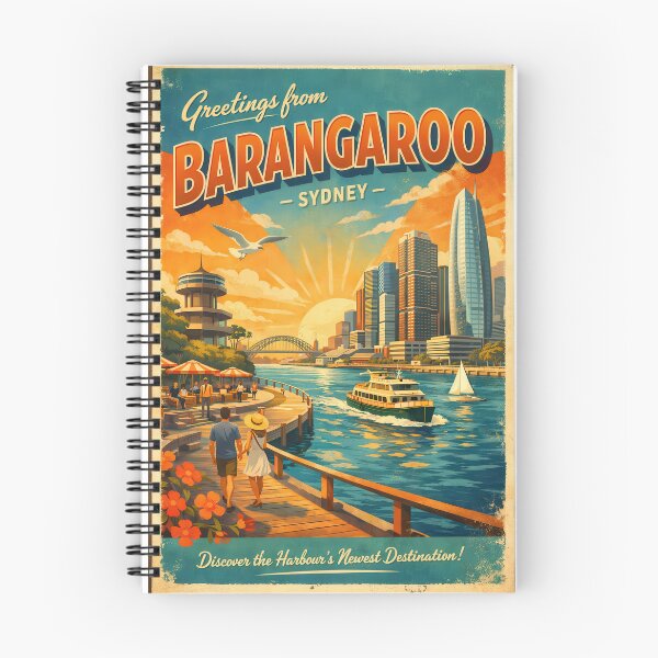 Item preview, Vintage travel poster Barangaroo Sydney – Retro Australia poster designed and sold by Earth Celebration Designs.