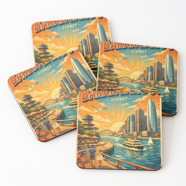 Item preview, Vintage travel poster Barangaroo Sydney – Retro Australia poster designed and sold by Earth Celebration Designs.